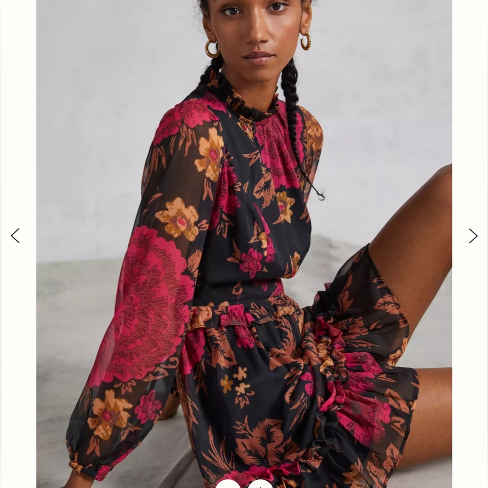 Floral Black and Red Dress